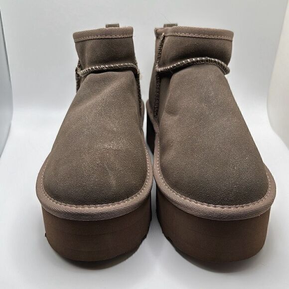 CUSHIONAIRE Women's Genuine Suede pull on platform boot +Memory Foam 8.5 TAUPE - Picture 2 of 7